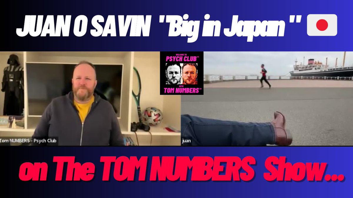 New Show: Big In Japan with 
JUAN O SAVIN on The TOM NUMBERS Show
youtu.be/UVRH5CFq0Eg 👈🏼📺🤠🇯🇵 WATCH IT HERE 

SHOW STARTS TODAY 5.45pm UK/ 12.45pm EST/ 9.45am PST 

The Trump Trial, Time Travel, Esther, Cars, the specialness of JAPAN & more… 

REMEMBER REMEMBER to check if