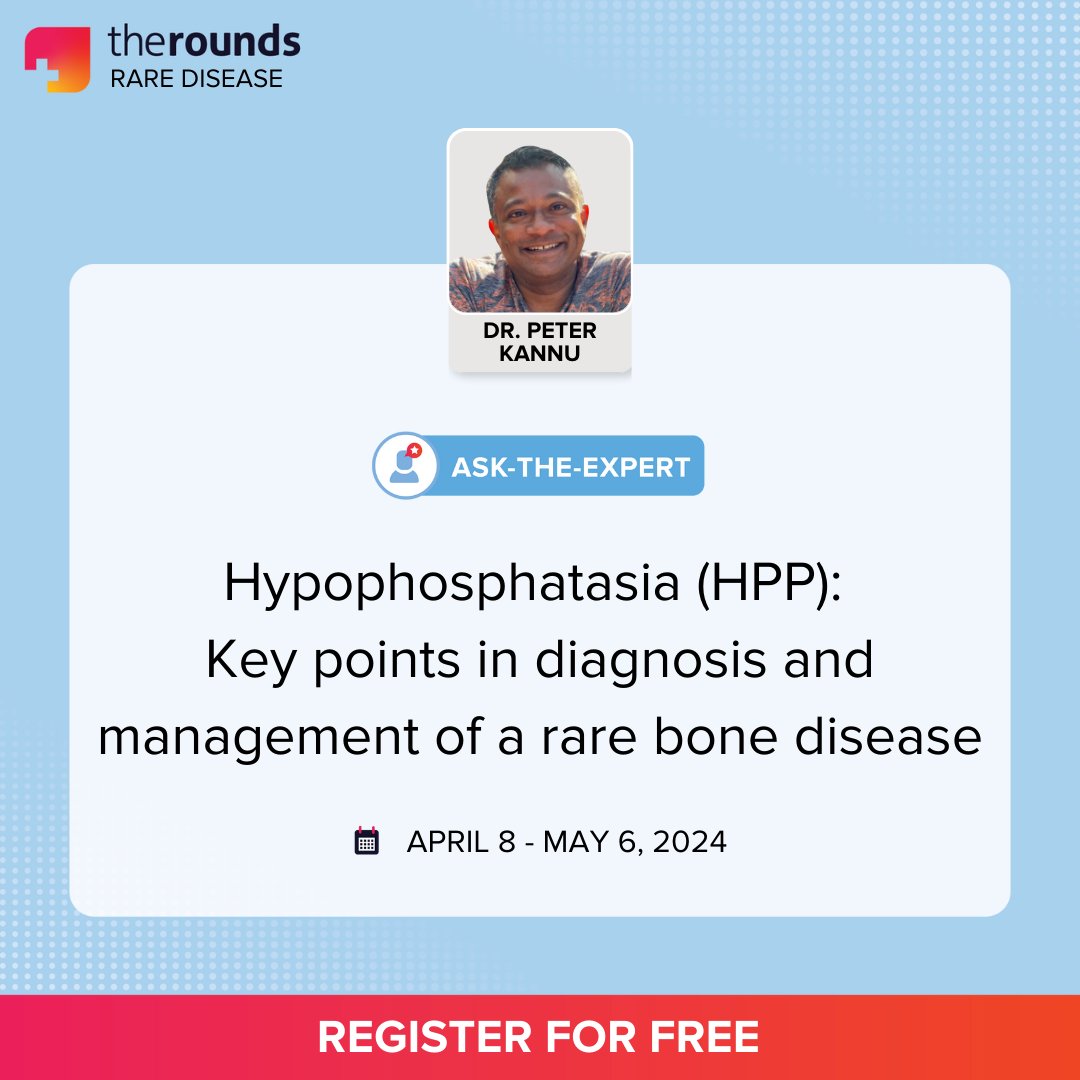 It's time to explore the intricate world of #Hypophosphatasia (#HPP), a rare bone disease with Dr. Peter Kannu!

🚩 Spot the red flags, understand diagnostic challenges, and gain insights into patient perspectives: app.therounds.com/PeterKannu
