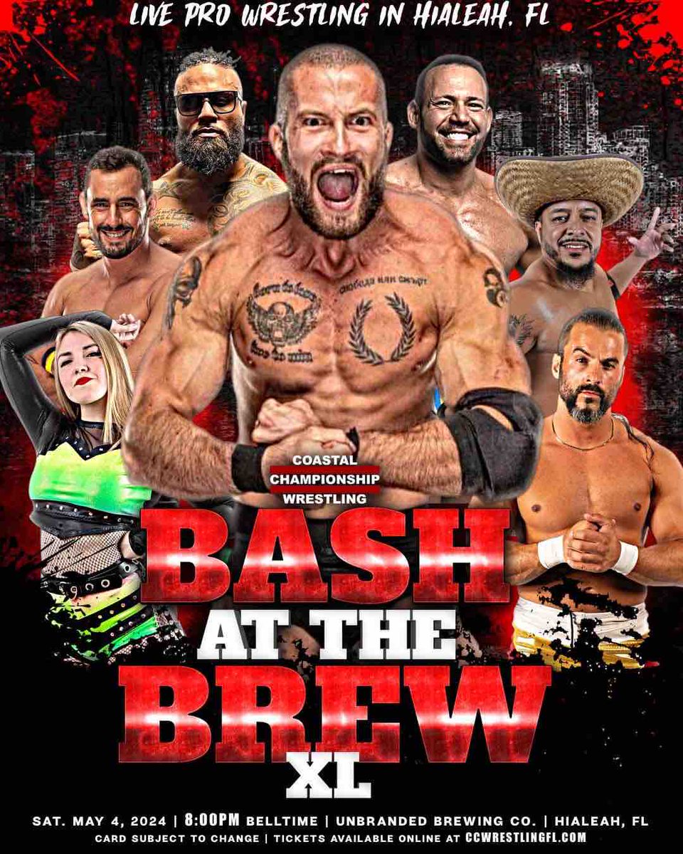 This weekend, South Florida is CCW territory! We’re bringing that energy to Marathon and Hialeah! 🔥 5/3 - CCW Trouble In The Tropics 🎟️: ow.ly/mksn50Rt77a 5/4 - CCW Bash At The Brew 40 🎟️: ow.ly/6oAM50Rt779 Witness the best PRO WRESTLING in the state. Be there.