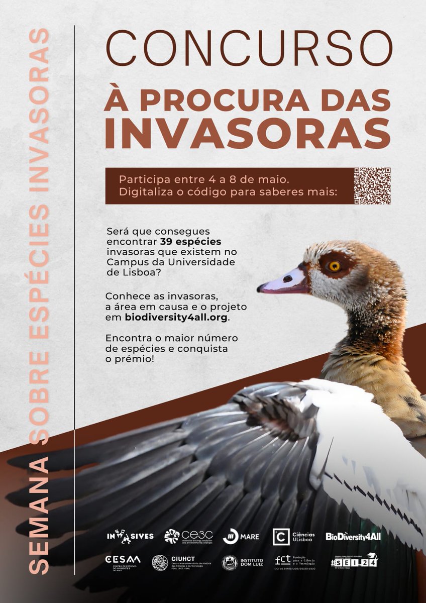 Atenção cientistas cidadãos! entre 4 e 8 de maio vai decorrer o concurso 'à procura de invasoras' na Universidade de Lisboa, e quem registar o maior nº de espécies invasoras ganha um prémio!