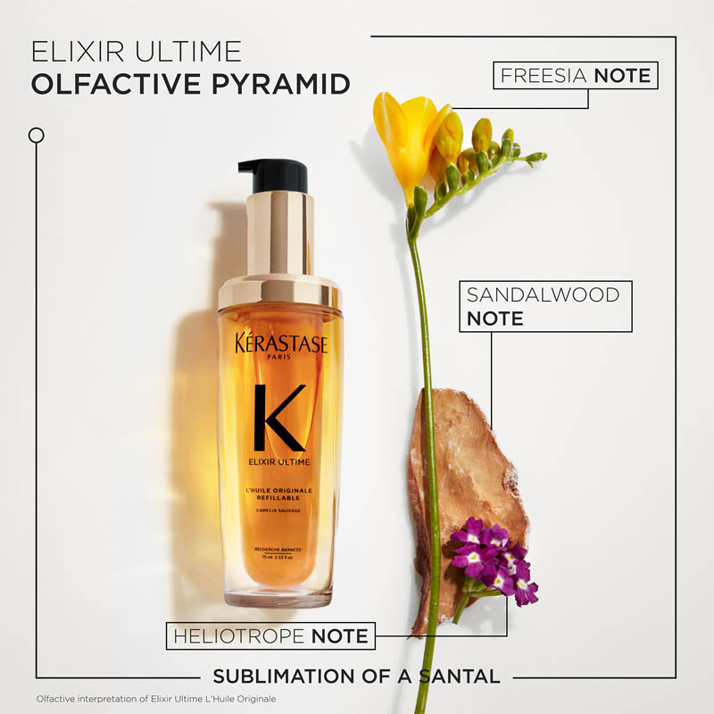 New! Discover Kérastase’s best-selling hair oil in a refillable design. Key Benefits ✨️ ✨️ Innovative refillable packaging to reduce waste ✨️ Suitable for all hair types ✨️ Heat protection ✨️ Nourishes, softens and adds shine ✨️ After 2 drops, 100% more shine*