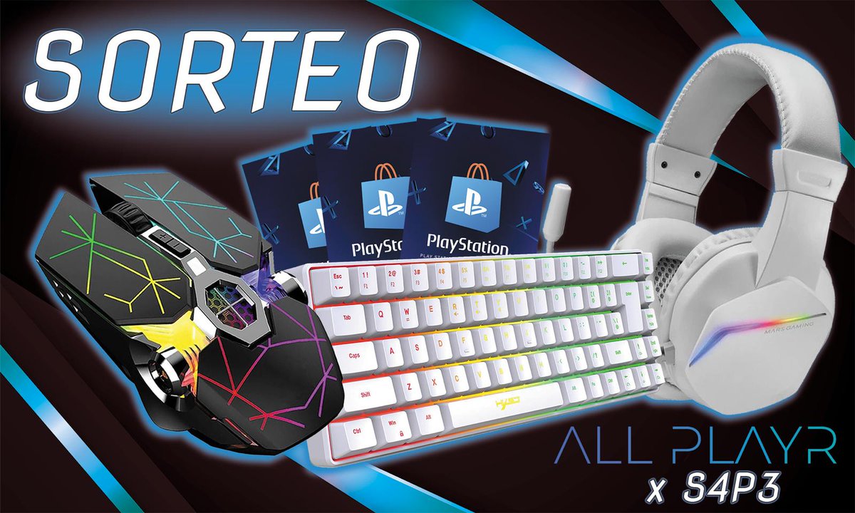 🎟️SORTEO🎟️

El premio consta de 2/3 tarjetas PSN y uno de los 3 objetos que mostramos
Para participar deben seguir 2 pasos:

- 👤Seguir a <a href="/AP_Esportss/">AP-Esports</a> y <a href="/S4P3_ATS/">S4P3</a>   👤
- ⁠🔄 Dar RT a esta publicación 🔄

El sorteo finaliza el día 13/05/24

¡Suerte a todos!
