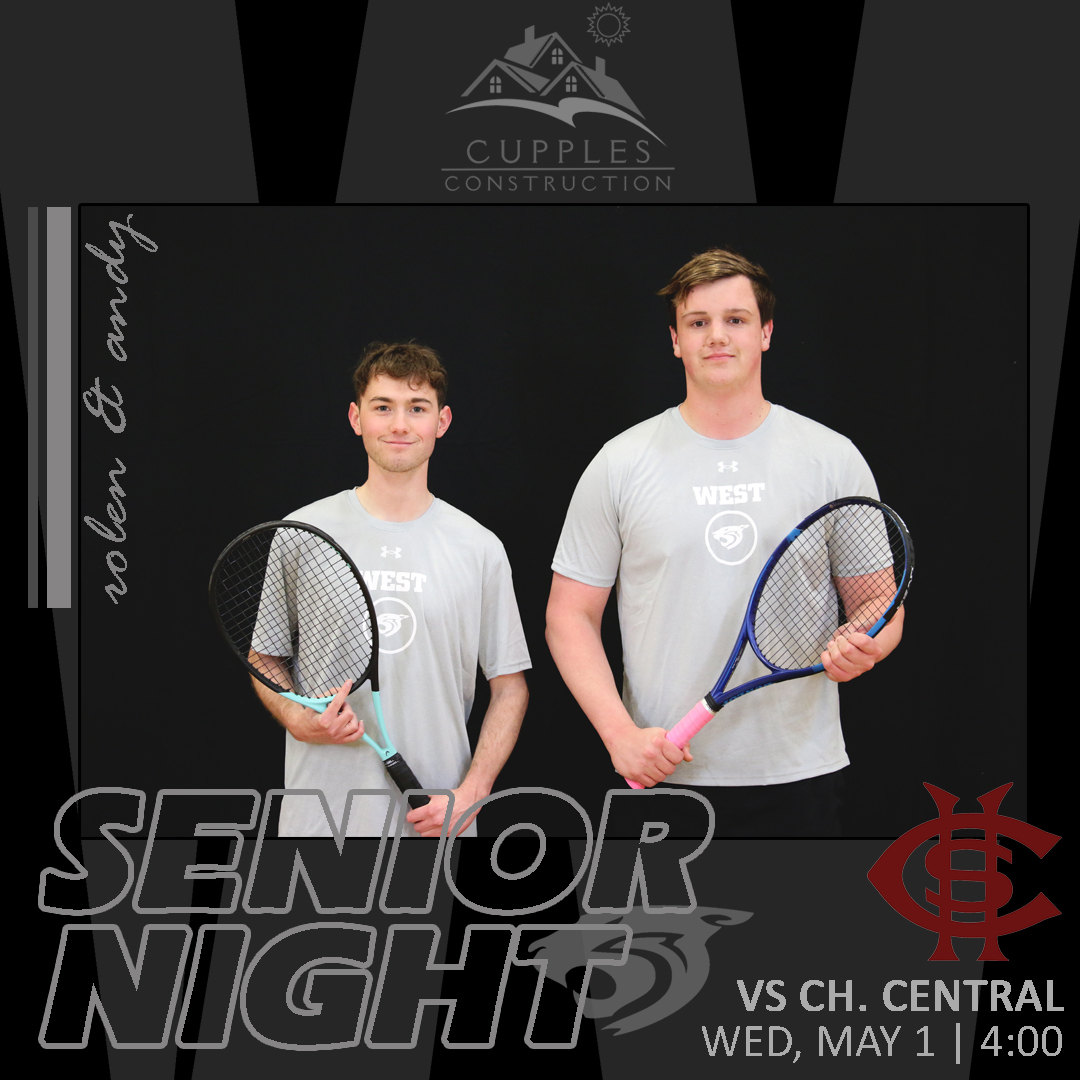 Last one at home for Rolen and Andy! Come on out at 4:00 to help celebrate both boys on a great four years with us.

#WildcatsTennis | #WeLoveItHere