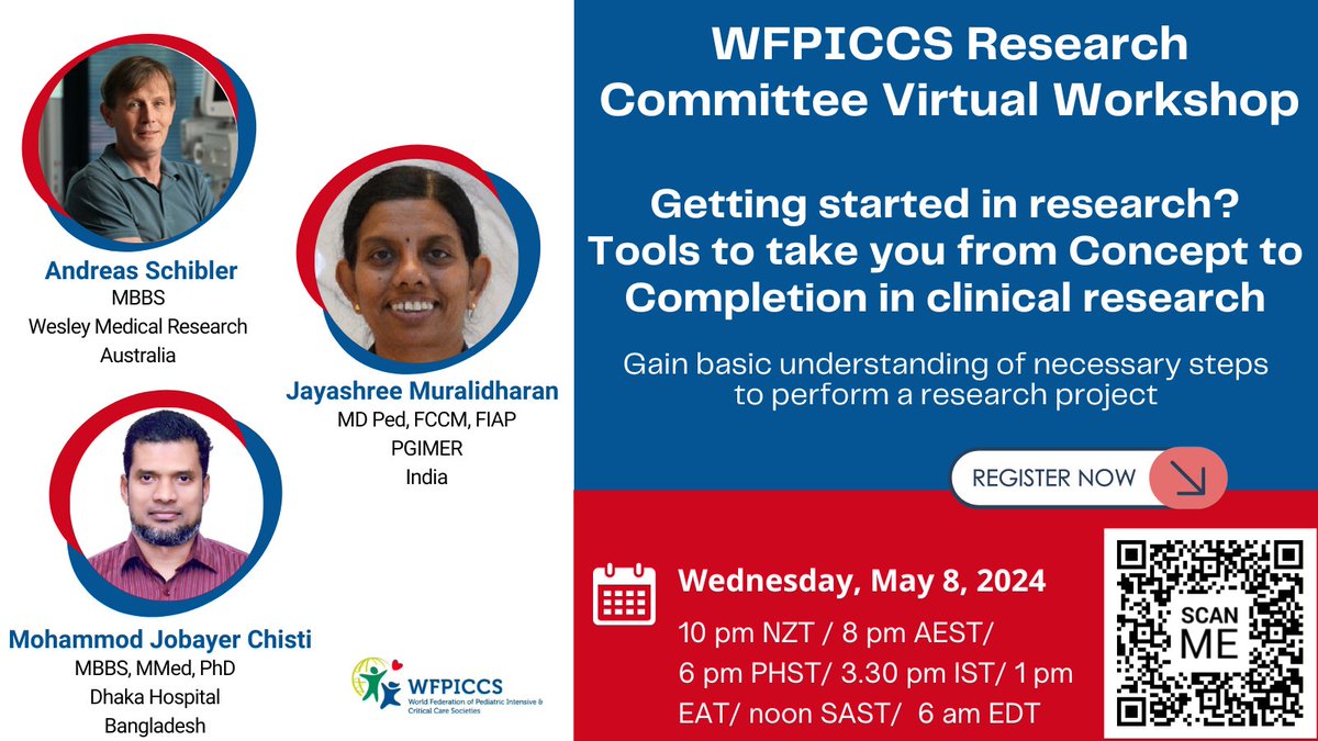 📢Have you registered⁉️
 
➡️Our Research Cttee is holding a👩🏻‍💻workshop "Getting started in #research? 🛠️to take you from Concept to Completion in #clinical #research

📌Join us - May 8 @ 10am UTC ‼️

⏩Reserve your space👉tinyurl.com/3ds4dkj3 

#PedsdICU #PEM  
<a href="/arunsaini0369/">Arun Saini</a>