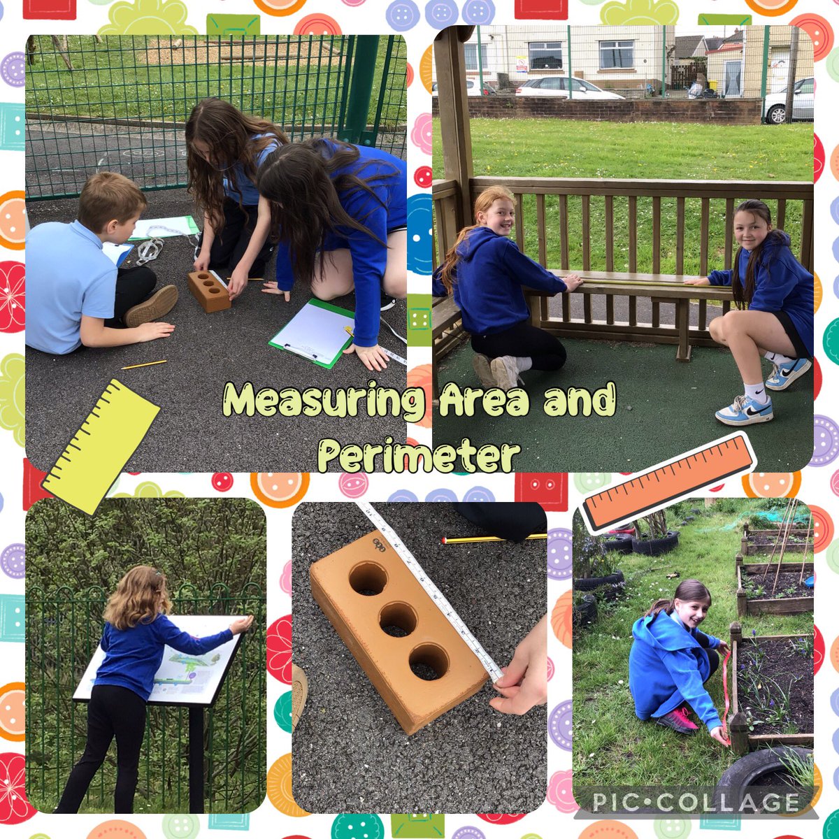 ⭐️Blwyddyn 5⭐️ We took our learning outdoors for #outdoorlearningweek last week and used the skills we have learnt to measure the area and perimeter of objects found in our outdoor environment.🔎📏⭐️ @_OLW_