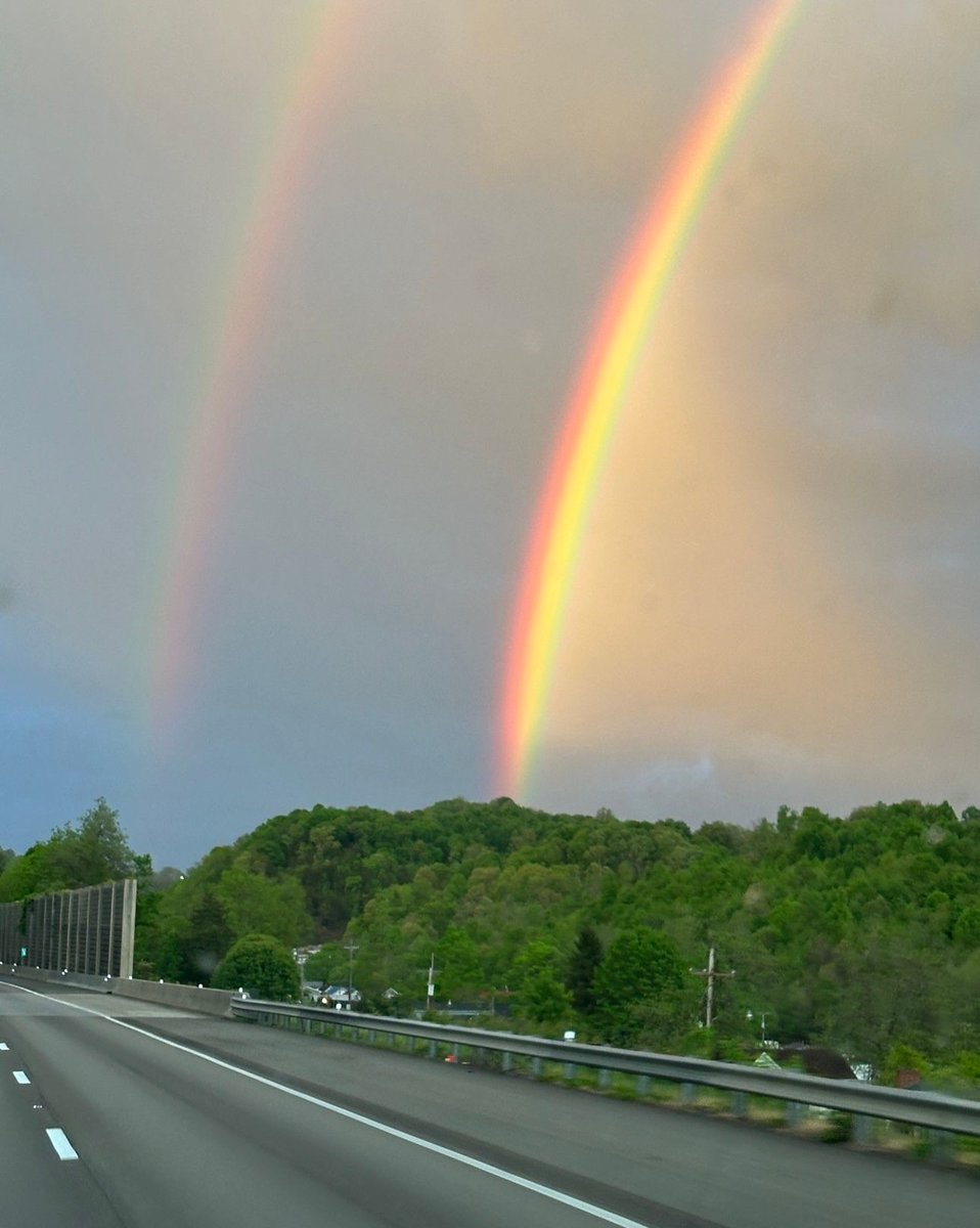 Vivid double rainbow over Bristol, VA yesterday evening. Looking from I-81. From April Watson via Chime In. @natwxdesk