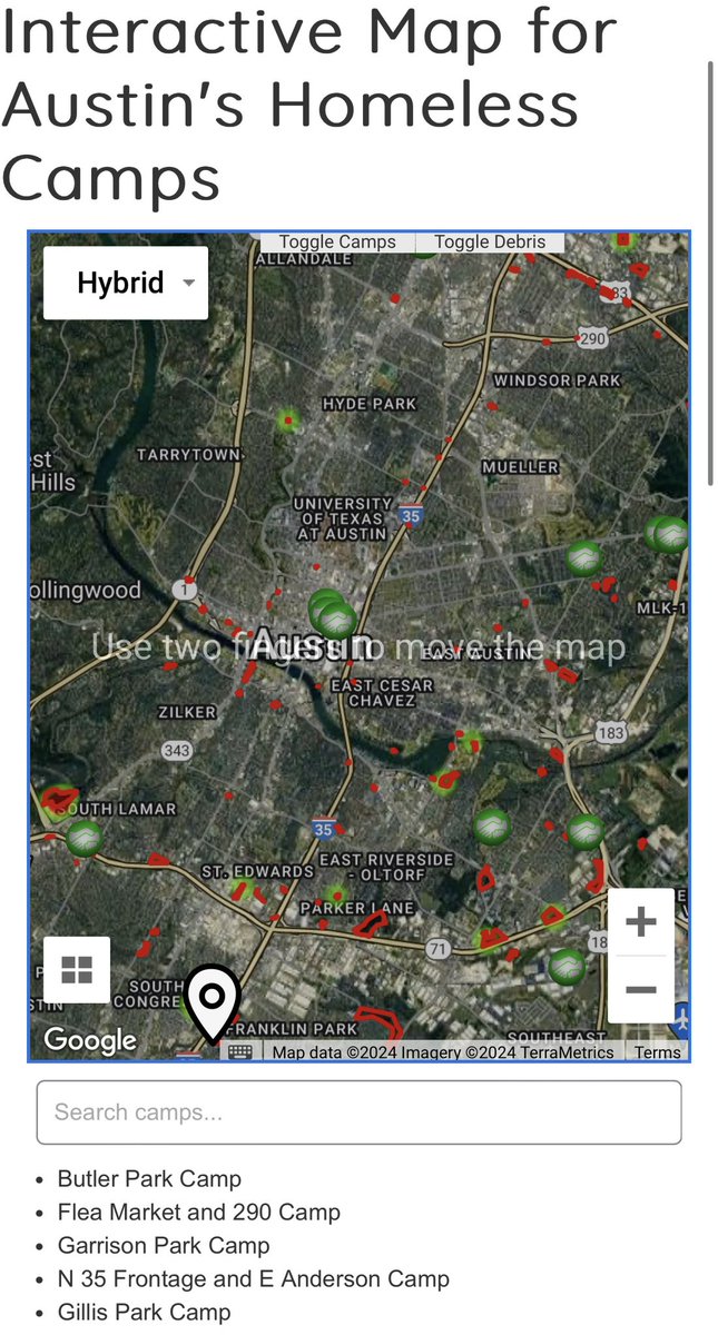 Dear #ATXcouncil:

If you are truly concerned about lethal drug overdoses in illegal homeless encampments in Austin, here’s an interactive map of the 130 encampments currently in existence, courtesy of data from @DocumentingATX & the UXUI wizards at @nomadik_ai.

Narcan is