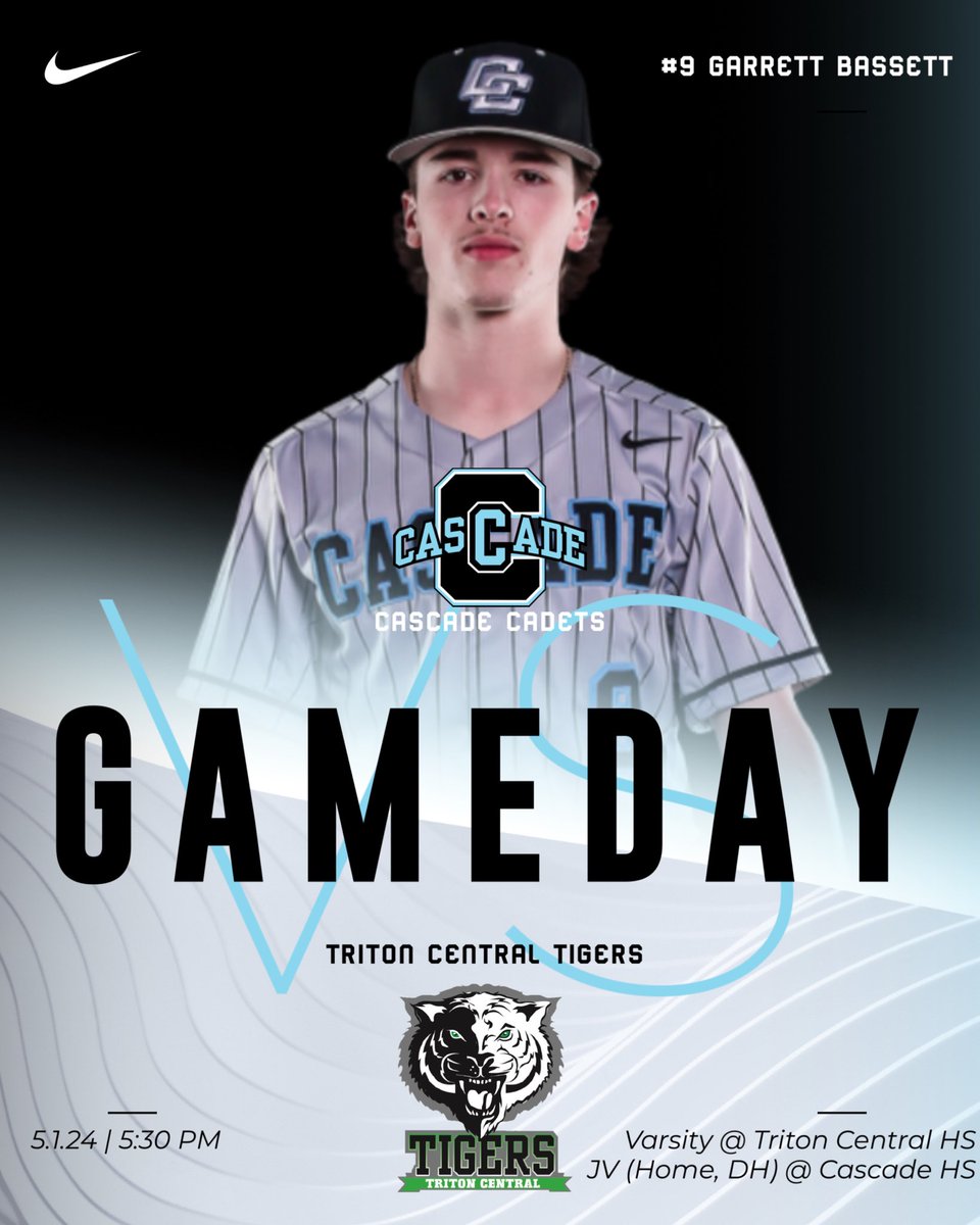 #CADETSGAMEDAY
Varsity attempts to sweep the series at Triton Central while JV makes up their game from yesterday with a DH at home against the Tigers.