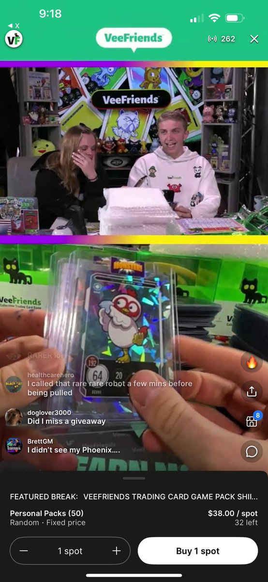 Yesterday’s <a href="/VeeFriendsCards/">VeeFriends Cards</a> 100th episode was something out of a movie.  First time hitting a 1/1! Diamond on Diamond love! <a href="/garyvee/">Gary Vaynerchuk</a> <a href="/veefriends/">VeeFriends</a> Thank You!