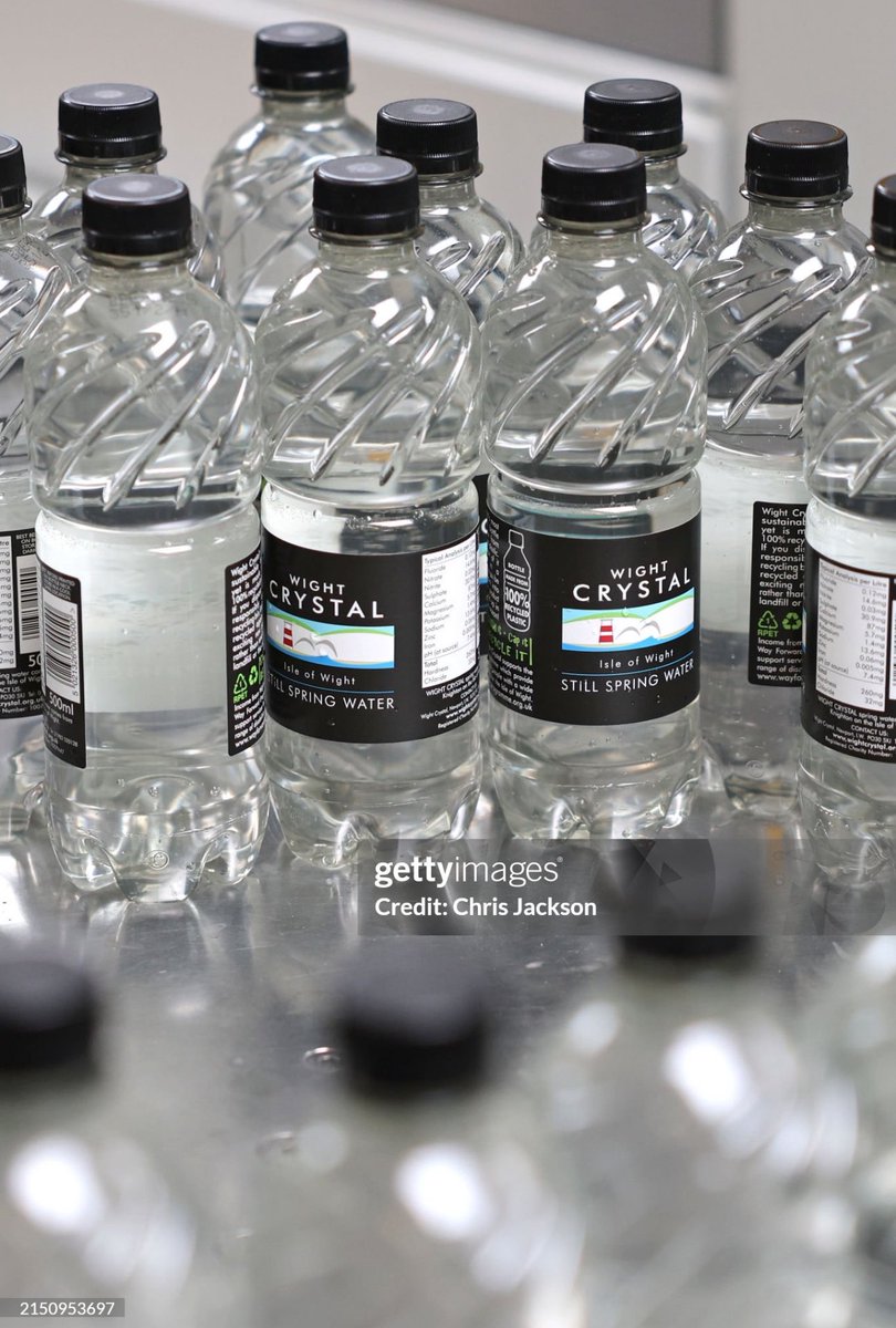 Prince Edward, Duke of Edinburgh visits the Wight Crystal water bottling plant on The Isle of Wight this afternoon