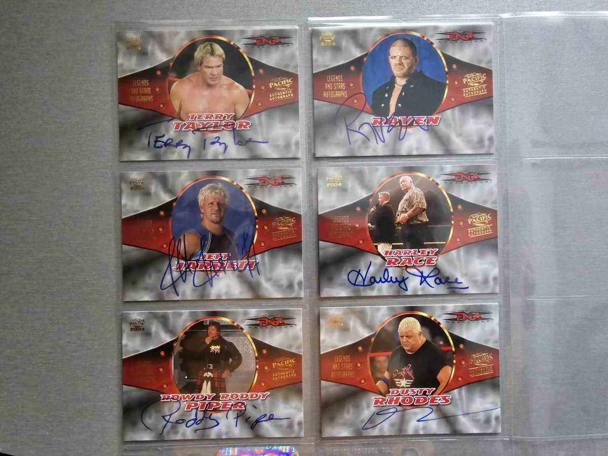 #wrestlingcardwednesday 2004 Pacific TNA featured autos from Dusty, Roddy & Harley. Three of the greatest ever.