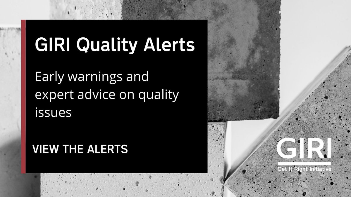 GIRI_UK's tweet photo. GIRI's Quality Alerts highlight potential quality issues that GIRI members believe other members should be aware of.
Browse the existing alerts or submit your own: https://t.co/Q0MJzfKpul
#construction #qualityalert #rightfirsttime https://t.co/ZViOyL914o