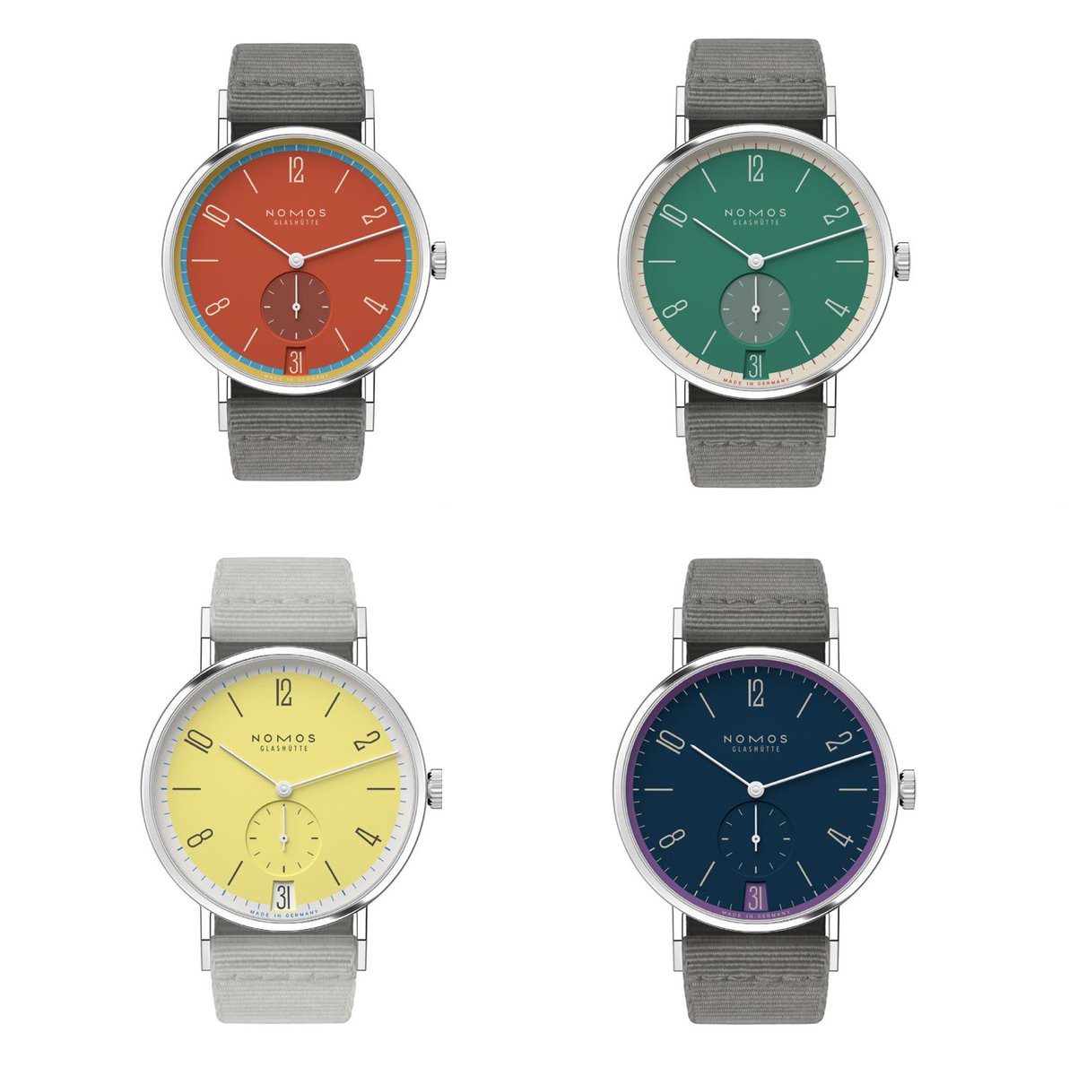 An icon is an icon, is an icon.... #FirstLook as @nomosglashuette presents the special edition Tangente 38 date – 175 Years Watchmaking Glashütte, a collection of 31 different colourful versions of this classic watch, each limited to 175 striking pieces. #Watches #WatchWednesday