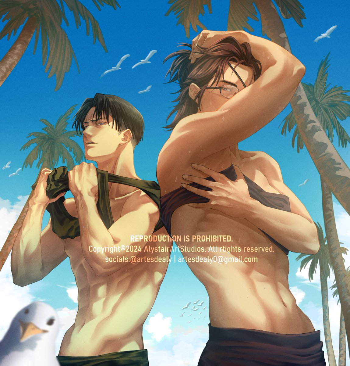 Levihan Hot-dry season
-
It took me quite a while to finish this due to the extreme heat in my country. I hope you all will enjoy the hot and juicy meal.

#AttackOnTitan #ShingekiNoKyojin #aot #snk #Levihan #hanjizoe #leviackerman