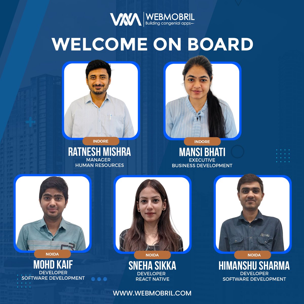 Welcome aboard!
Join us in extending a warm welcome to our new colleagues as they embark on this exciting journey with us.
Wishing them the best of luck in their new roles. Let's soar to new heights together!
#WelcomeOnBoard #NewBeginnings #TeamSuccess #newjoiners  #webmobril