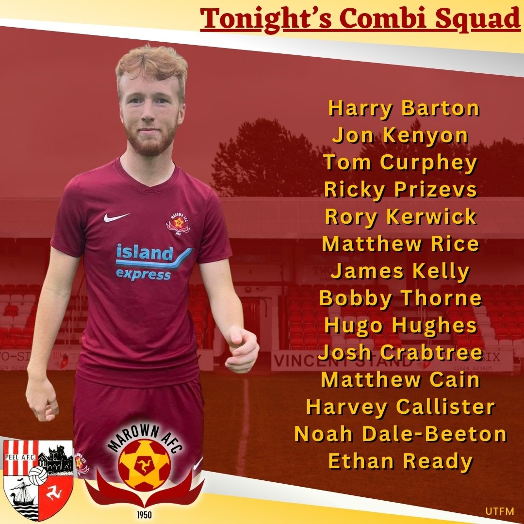 Your Combi squad to face @PeelAFC at Douglas Road tonight 🟣🟡