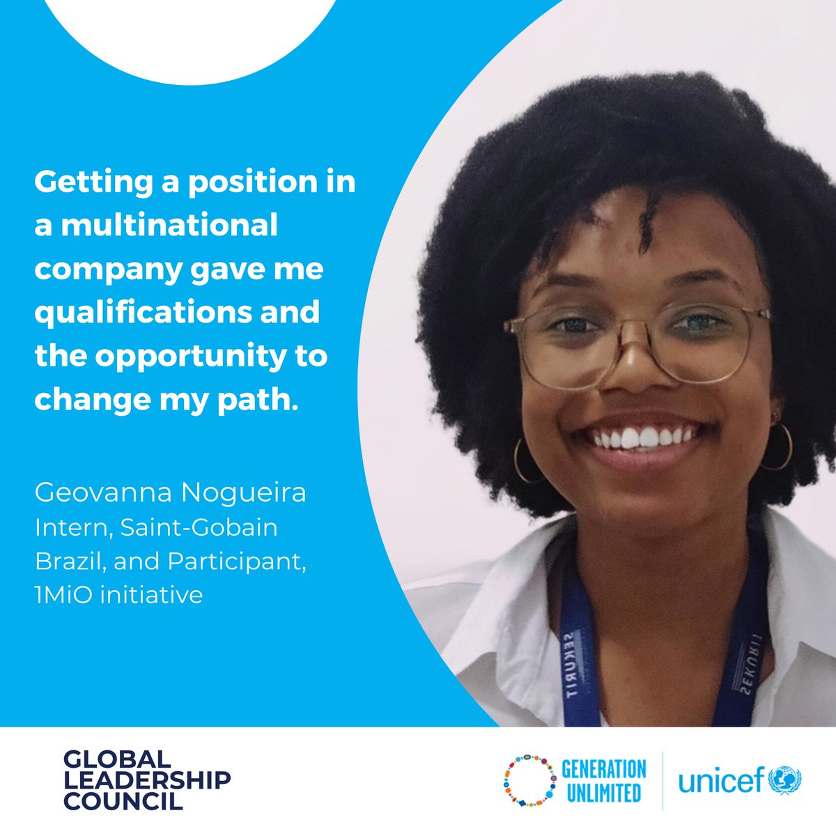 Geovanna's journey highlights opportunity and inclusion. Despite challenges, she found hope as a young apprentice at @SaintGobain. Her story emphasizes meaningful work for youth. Through @UNICEFBrasil's #1MiO platform and the Public-Private-Youth partnership, we empower youths.