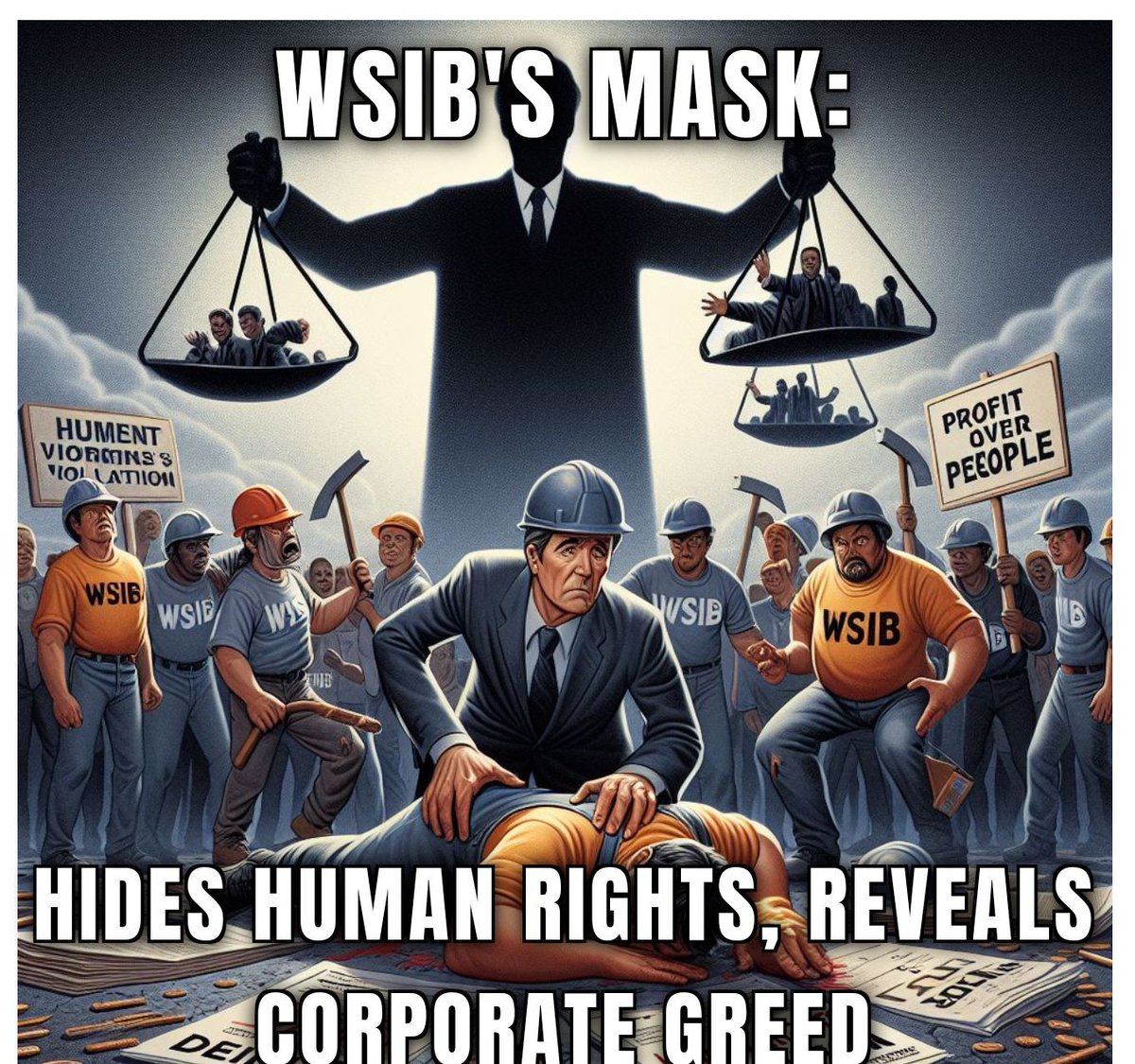 WSIB's mask: hides human rights, reveals corporate greed. 
Let's unveil the truth and demand fair treatment for all workers! #InjuredWorkers #CorporateGreed #JusticeForAll