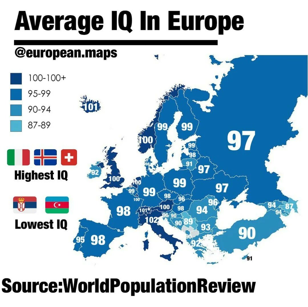 The countries in Europe with the highest average IQ are either not in the EU, or now EU sceptic. #Brexit