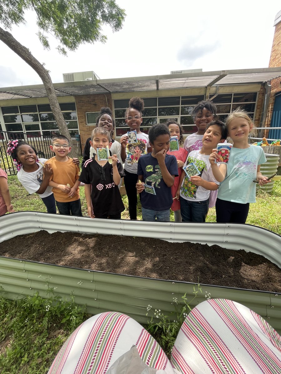 Digging into hands-on learning! Our first graders had a blast planting our vegetable garden and exploring the life cycle of plants. 🌱 Big thanks to our PTA for the raised garden beds! 🌻 #Gardening #HandsOnLearning @AustinISD_STEM #AISDProud @AustinISD