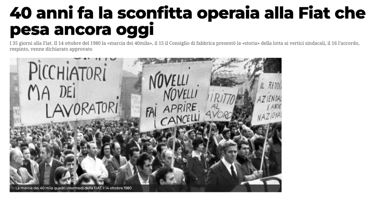 Nella ricorrenza del #PrimoMaggio come non si fa a non pensare a chi voleva lavorare? MARCIA DEI 40 MILA - Torino 14 ottobre 1980