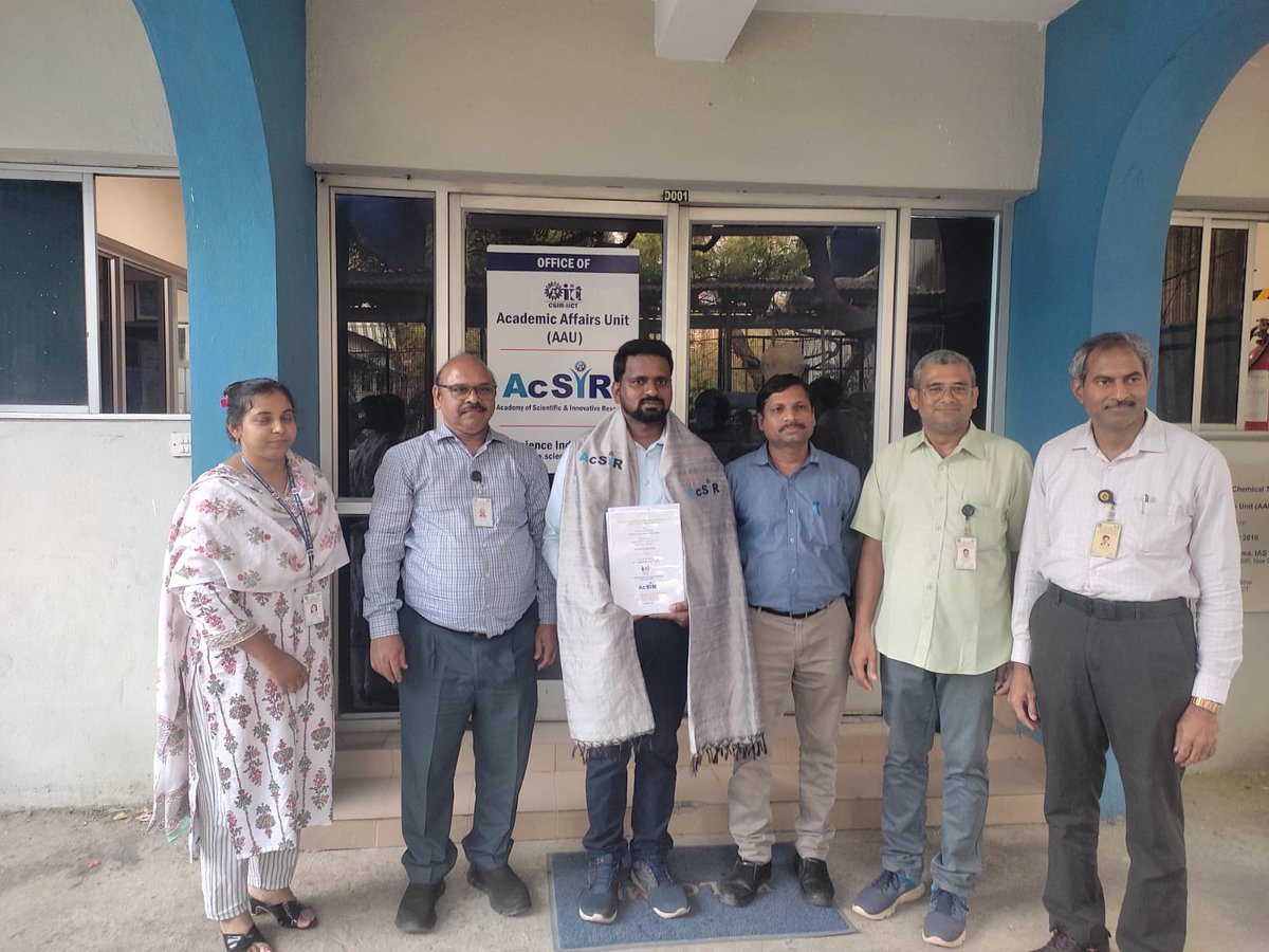 Mr. Allu Sarat Kumar (Enrolment No. 10BB19A18049) worked with Dr. A. Gangagni Rao/ Dr. P. Anand, CSIR-IICT has successfully defended his viva-voce examination for the award of Ph.D Degree on April 30, 2024. @CSIR_IND @DrNKalaiselvi @CSIR_NIScPR @AcSIR_India