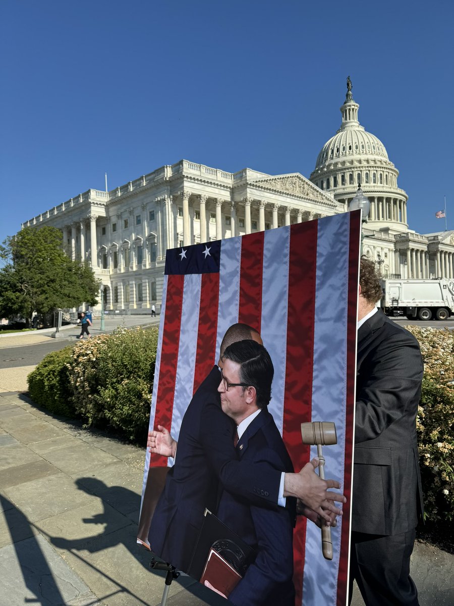 Set up underway for a 9am press conference Rep. Marjorie Taylor Greene will be holding. The Georgia Republican is threatening to move ahead with a vote to remove Mike Johnson as House speaker. Comes a day after Dem leadership said they would block the vote and save his job