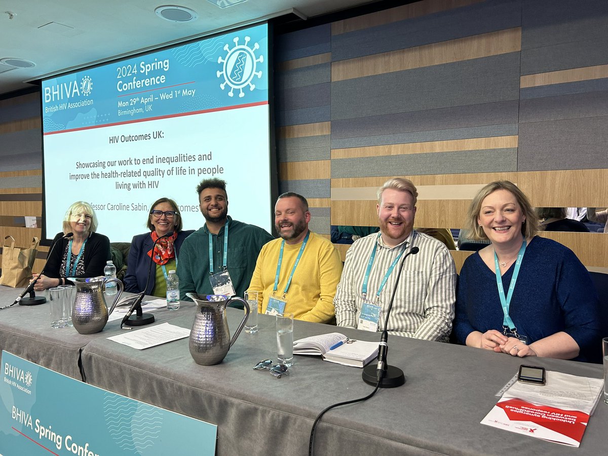 The fantastic team from HIV Outcomes showcasing their work to end inequalities & improve quality of life for people living with HIV in each nation of the UK @carolinesabin @nicopolicek @JamesNPCole @misterknight @DrAdamDNW1 & Dr Carol Emerson #BHIVA24 @HIVOutcomes