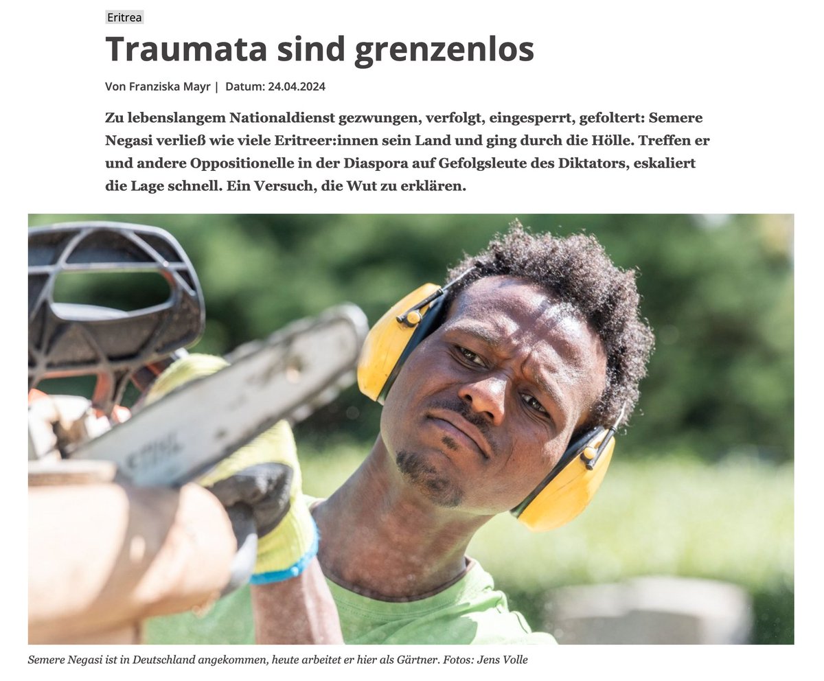 In #Deutschland ist Semere auch nicht sicher vor dem langen Arm der #Diktatur.
Aster (U4E) fragt: Warum darf die Regierungspartei #Eritrea|s in Deutschland so offen agieren?
Flüchtlingsschutz muss auch Schutz vor #TransnationalRepression bieten‼️

kontextwochenzeitung.de/gesellschaft/6…

1/4