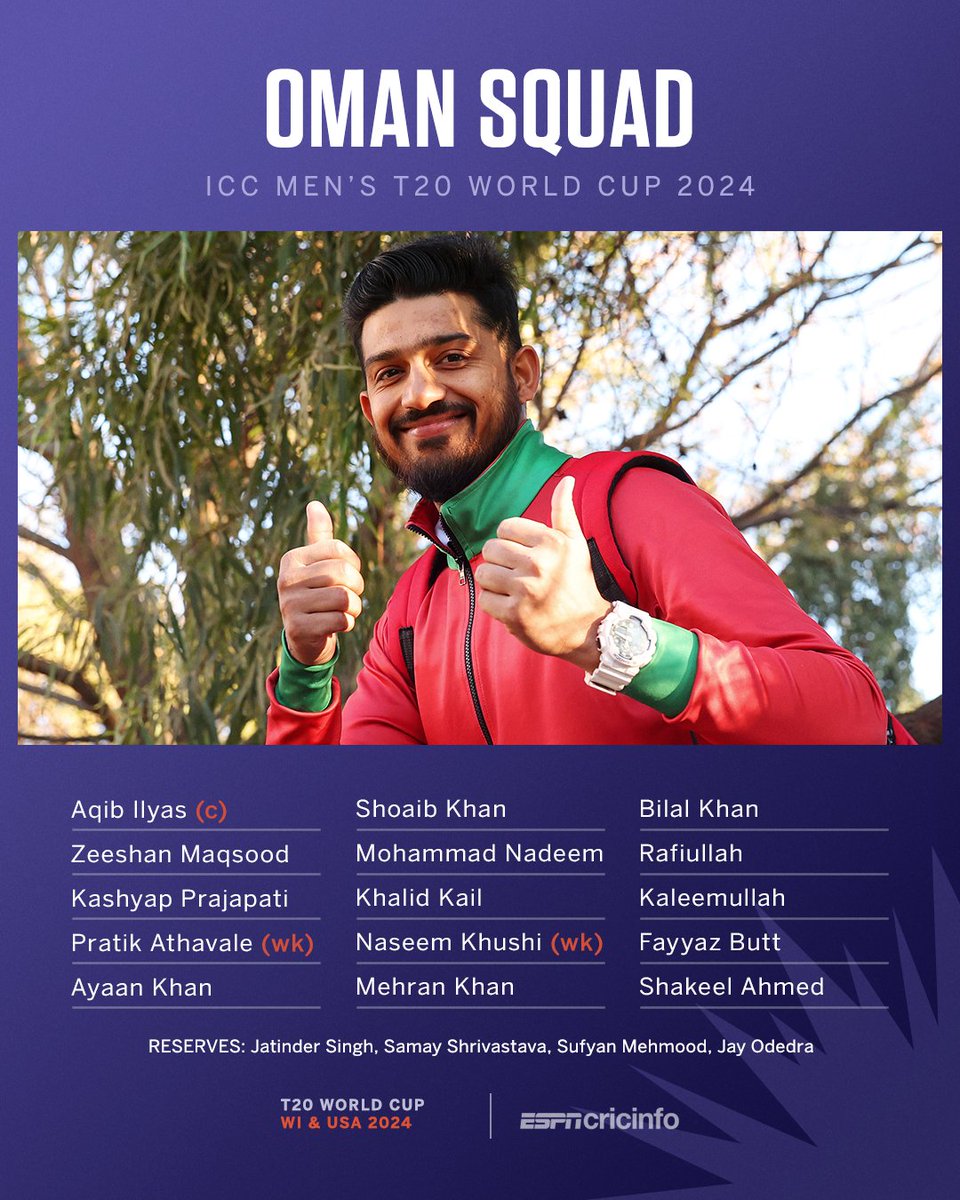 Aqib Ilyas takes over from Zeeshan Maqsood as captain in Oman's squad for the #T20WorldCup 🇴🇲