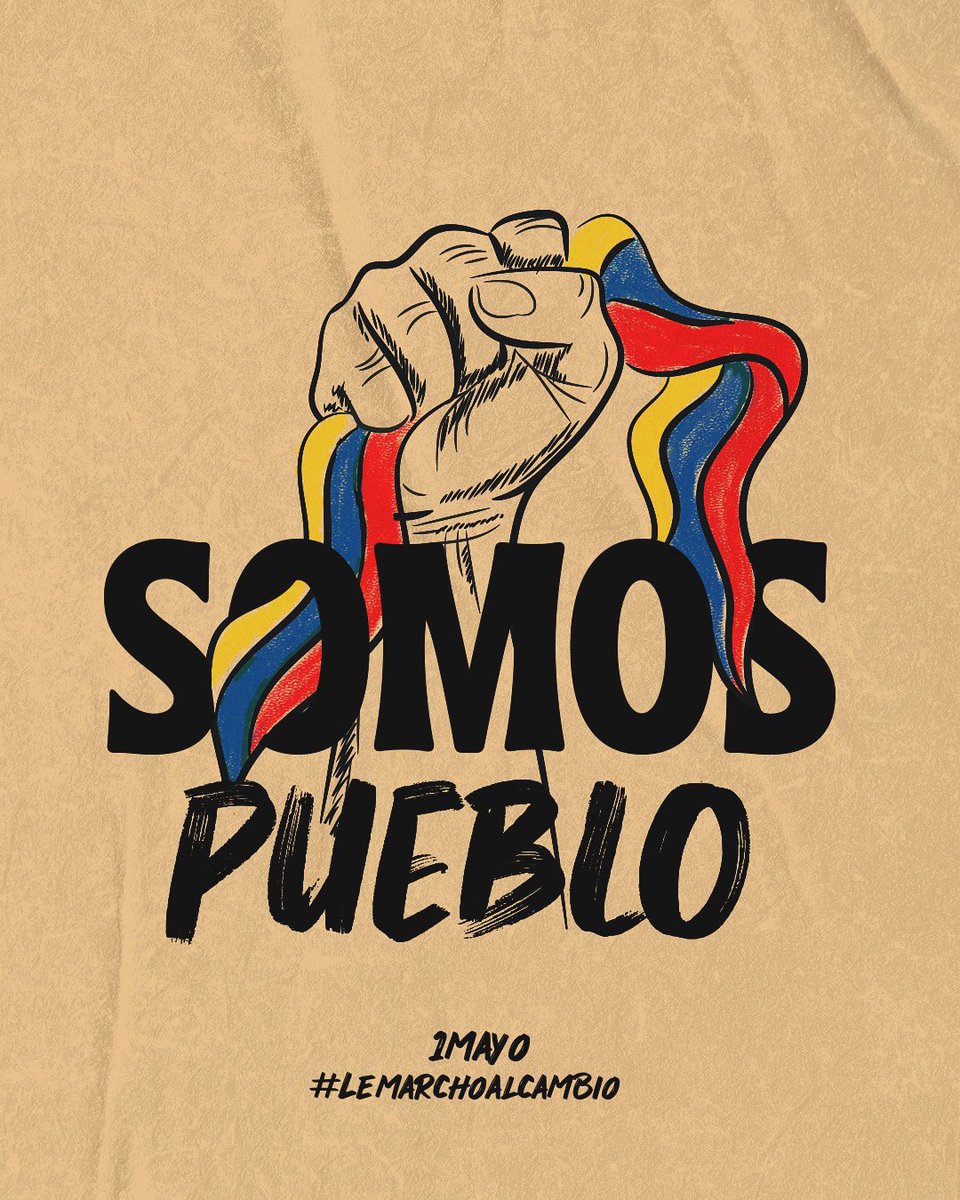 Colombia, nos vemos en las calles y principales plazas. Vamos a movilizarnos este #1MPorNuestrosDerechos con alegría, dignidad y contundencia. #LeMarchoAlCambio #DiaDelTrabajado 🇨🇴✊🏼