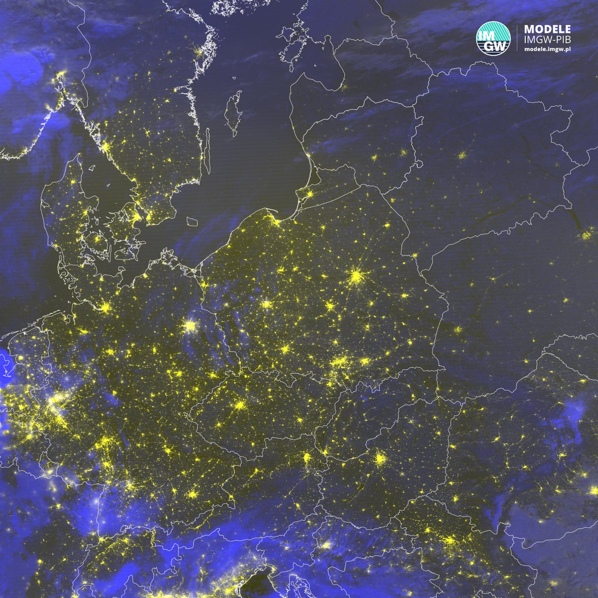 Europa Centralna💡 dzisiejszej nocy. 

01.05.2024 3:13 🛰️SuomiNPP Zakład Teledetekcji Satelitarnej #IMGW-PIB