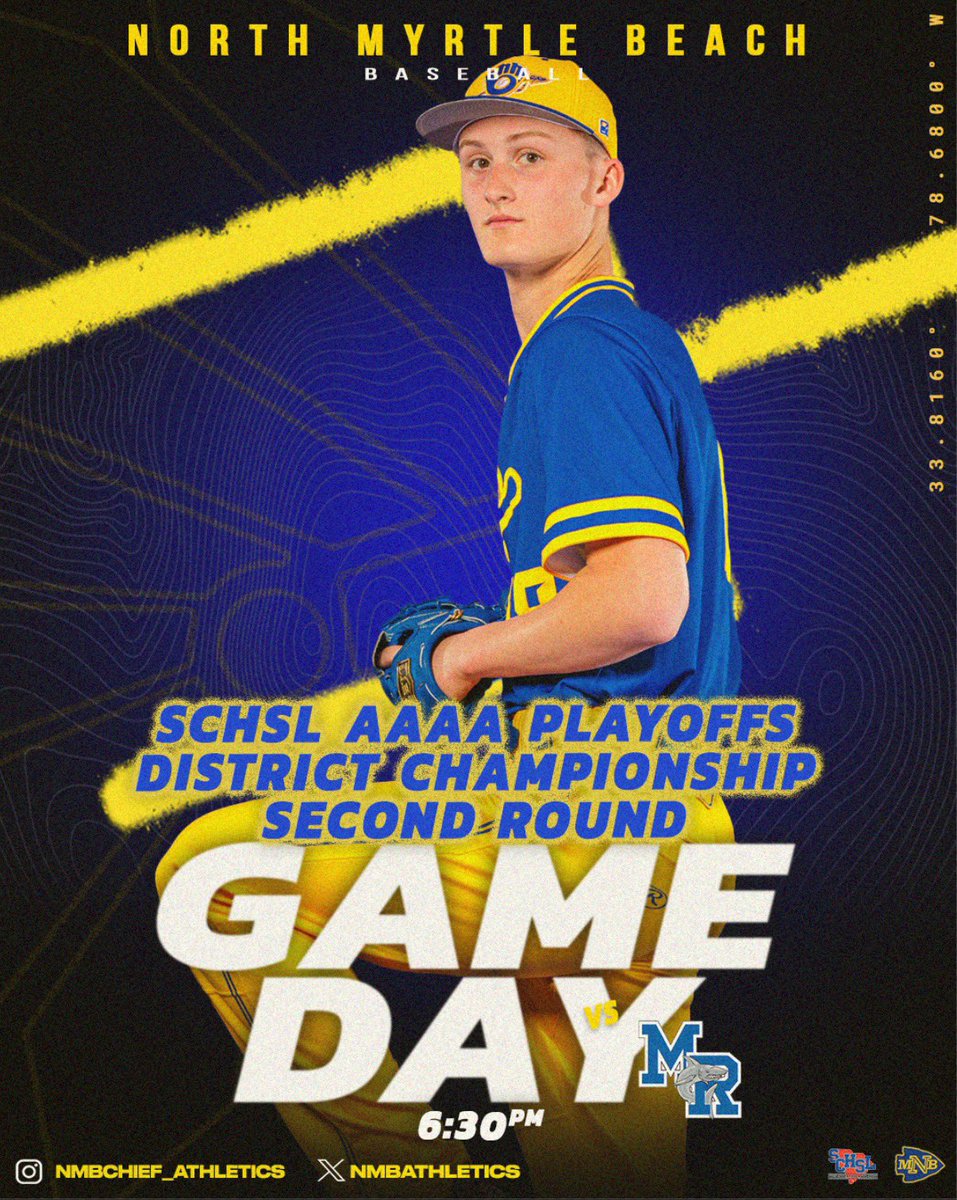 Good luck to ⚾️ tonight as they host May River! Tickets are available online at gonmbchiefs.com or at the gate for $8. Only SCHSL passes are accepted.