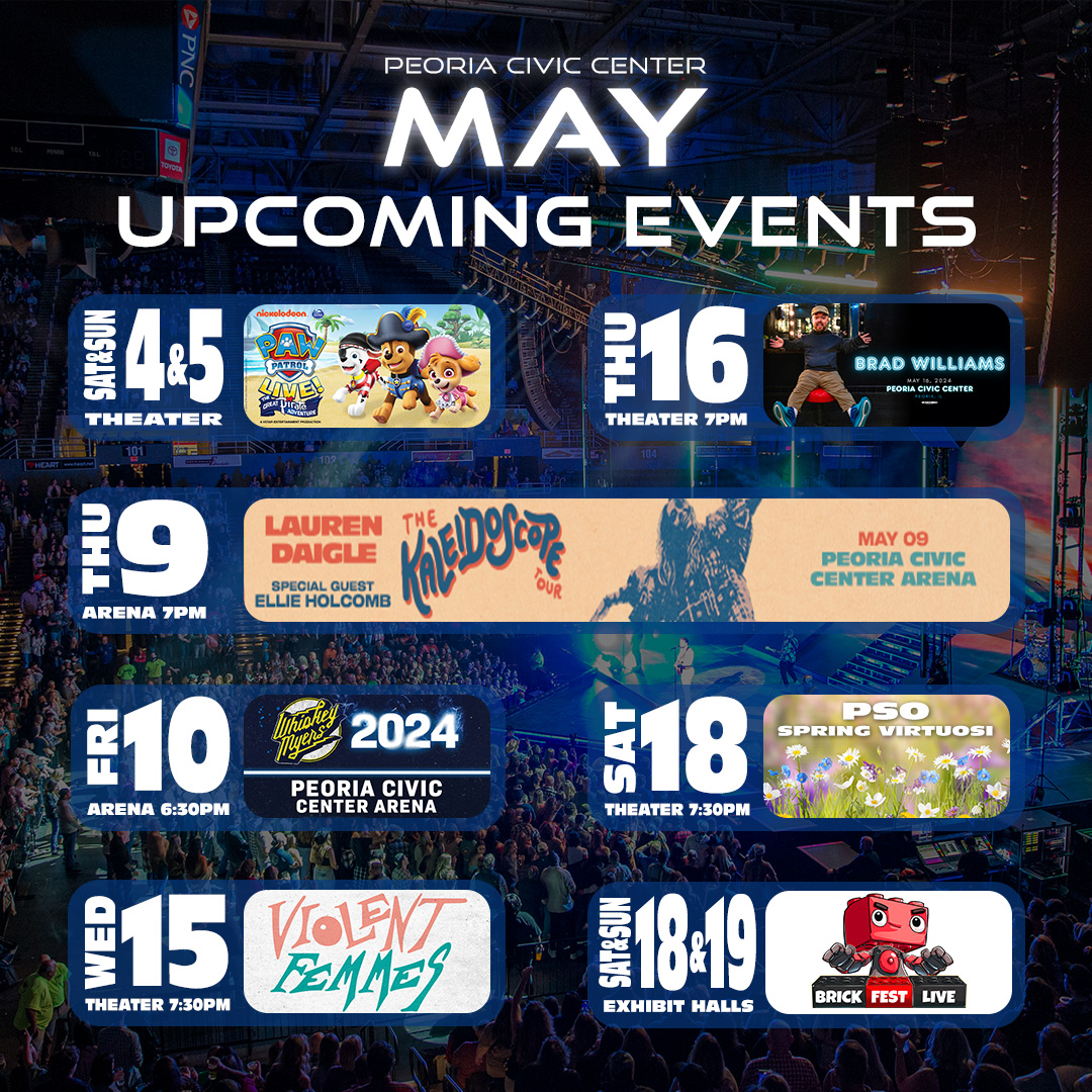 ‼️MAY the events continue‼️ Which events are you looking forward to?!

#PlaysinPeoria #ASMGlobal #peoriaciviccenter #peoriaciviccentertheater #Peoria #peoriaIL #discoverpeoria #upcomingevents