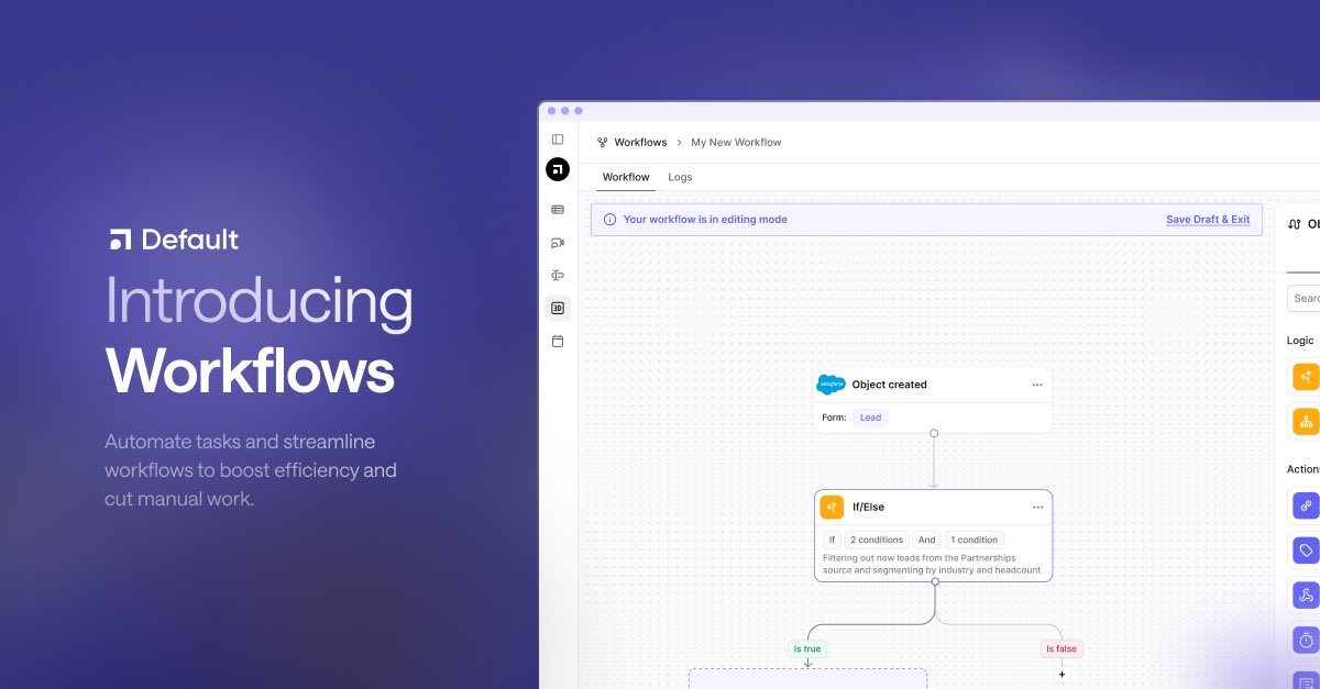 Excited to announce our latest product at <a href="/withdefault/">Default</a> - Workflows 3.0.

Default Workflows is a powerful new automation engine built to help GTM teams automate their manual tasks while eliminating tech bloat.
