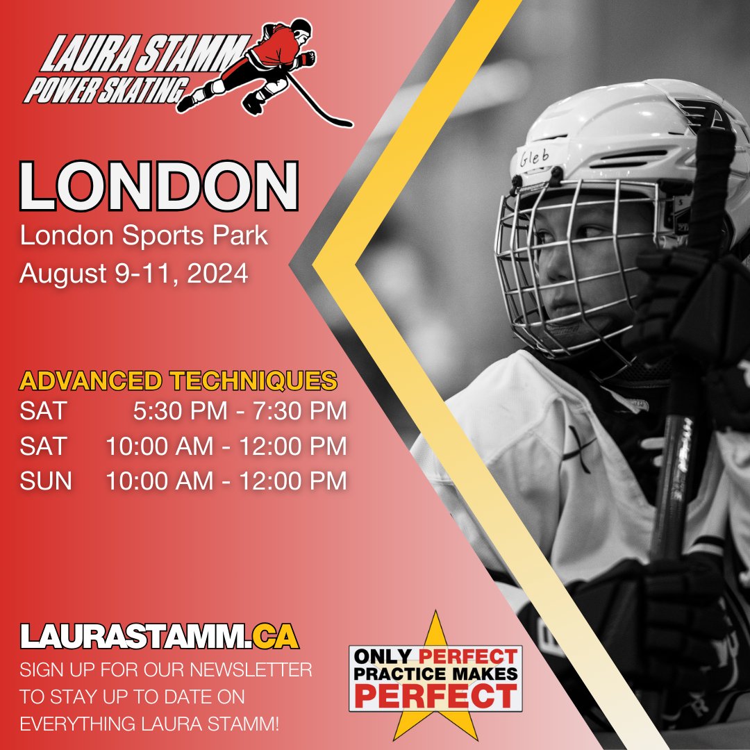 Elevate your skills and conquer the rink! Sign up now and revolutionize your skating at @sports_london on August 9-11 🏒

Register here bit.ly/4a2kgrG

#LauraStrammPowerSkating #SkatingClinic #SkatingTechnique #SkatingDevelopment #PowerSkating #HockeySkating