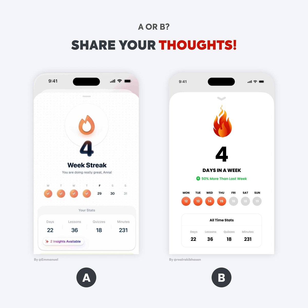 🤔 Which one is better in terms of UX, A or B?

Say Hello 👋 
zaap.bio/uiuxtocode

Stay tuned for daily design-related resources 🤝

#ui #ux #uxdesign #uidesign #learnui #learnux  #abtesting #realrakibhasan #uiuxtocode