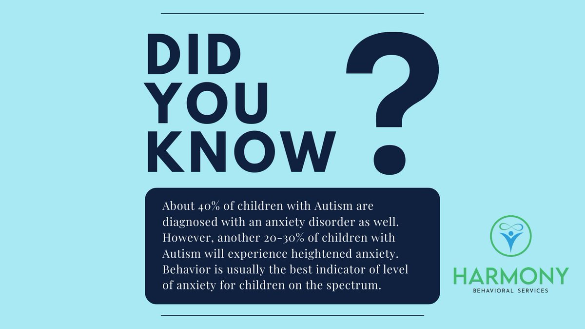 #anxiety & #anxietydisorders are quite common for children on the #spectrum.  Behavior is usually the best indicator of a child's level of anxiety.
#ABA #ABAtherapy #autism #autismawareness #autismacceptance #autismandanxiety #behaviortherapy #ASD