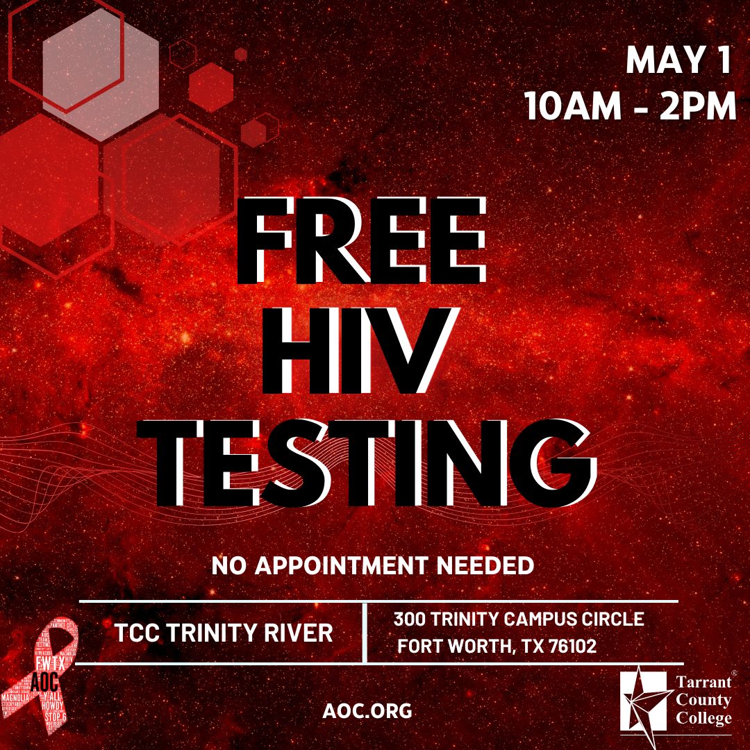 Free & confidential HIV testing event happening Today from 10 AM – 2 PM!
Walk-ins welcome!

#AOCFortWorth #HIVStopWithUs #KnowYourStatus #FreeHIVTesting