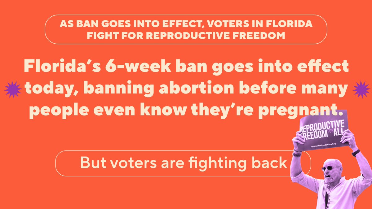 If you live in Florida, get ready to vote YES on Amendment 4 to enshrine abortion rights in the state constitution, kick Rick Scott out of office (where he belongs!), and commit to being a #ReproFreedomVoter this November: act.reproductivefreedomforall.org/a/be-a-repro-f…