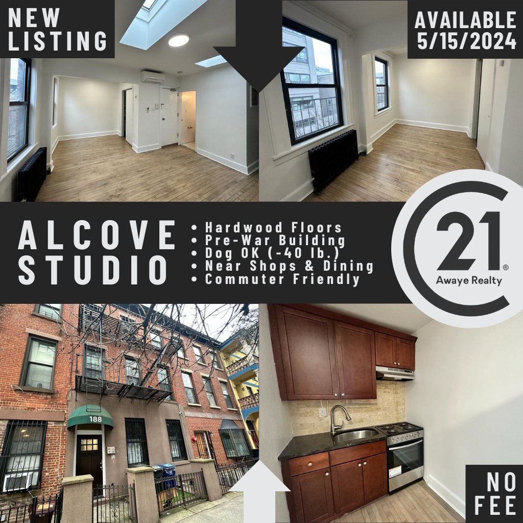 This sunny studio boasts spacious windows, an HVAC unit, and hardwood floors. The alcove has a closet and bed area. The kitchen includes Cherrywood cabinetry and stainless steel appliances. Shop, dine, then hop the train to explore New York! (718) 488-0800