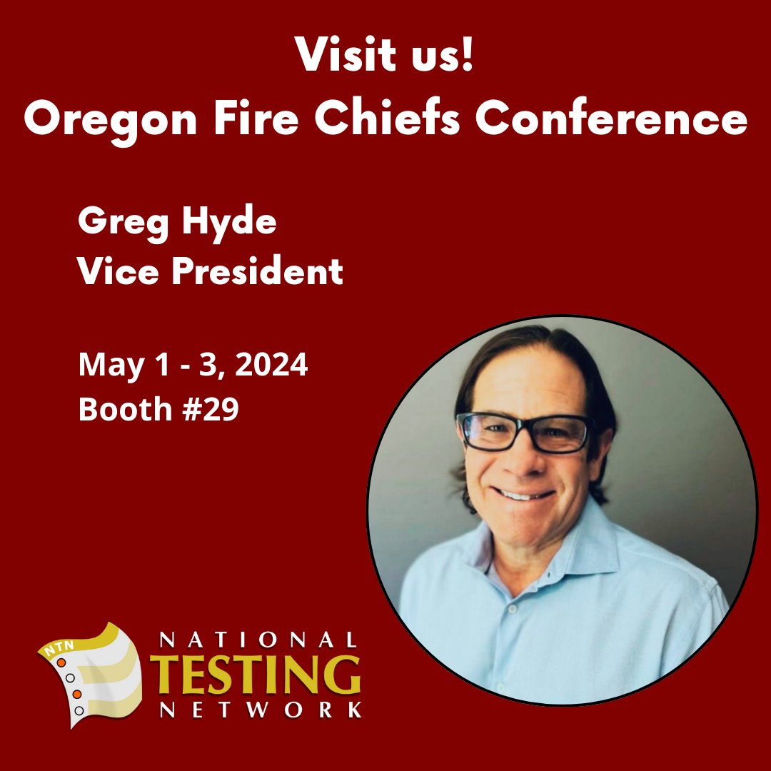 National Testing Network (NTN) will attend the Oregon Fire Chiefs Association Conference from May 1st to May 3rd! 🚒

#NationalTestingNetwork #OregonFireChiefs #FireSafety #EmergencyResponse #CommunityHeroes 🚒