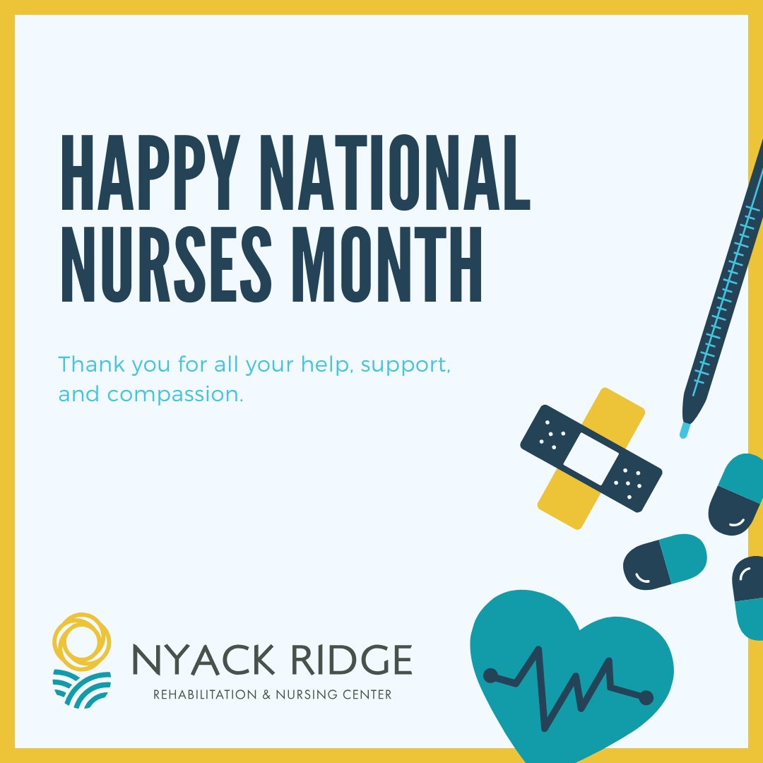 👩‍⚕️✨ May is Nurses Month, and at Nyack Ridge Rehabilitation and Nursing, we're celebrating our dedicated registered nurses! Stay tuned to learn how we'll honor their invaluable contributions to our facility and community. #NursesMonth #NyackRidgeNurses #CelebratingExcellence