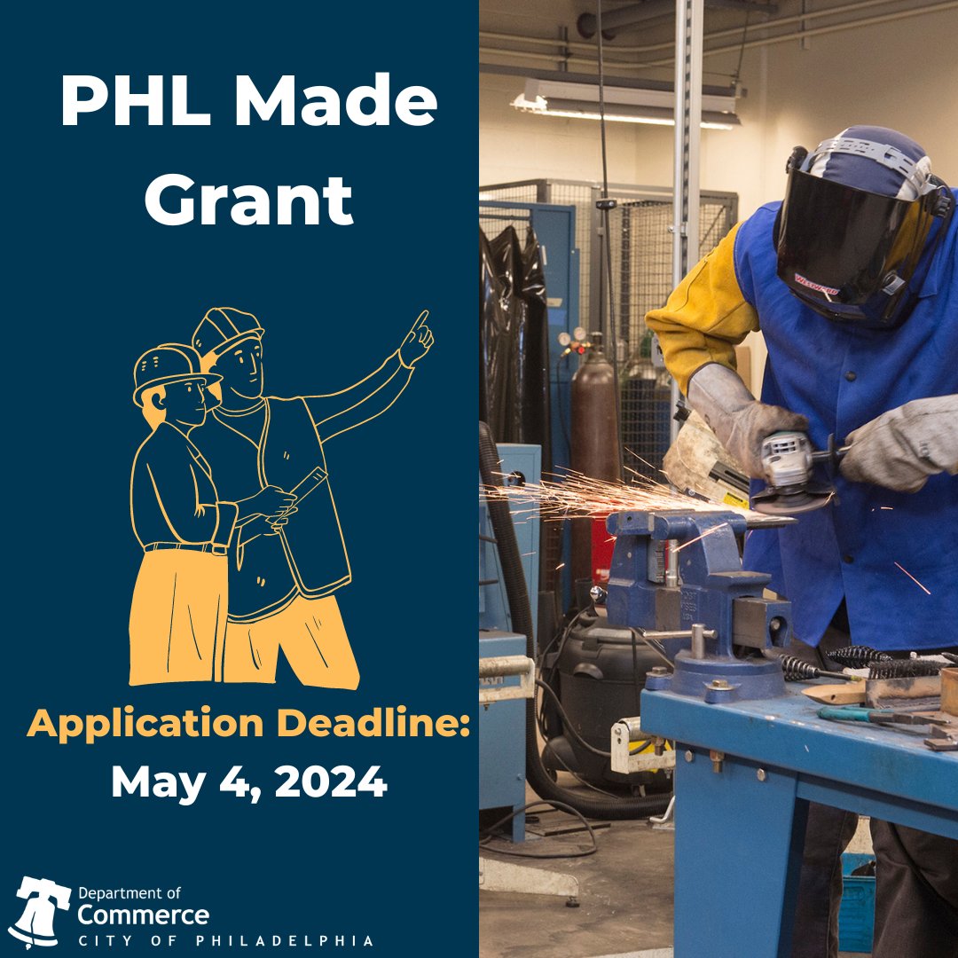 Deadline is approaching! Check out the PHL Made Grant, a fund that contributes to the growth of manufacturing companies located in Philadelphia. Applicants can apply for a matching grant award amount of up to $30,000 per company. Learn more: bit.ly/3JclKEQ