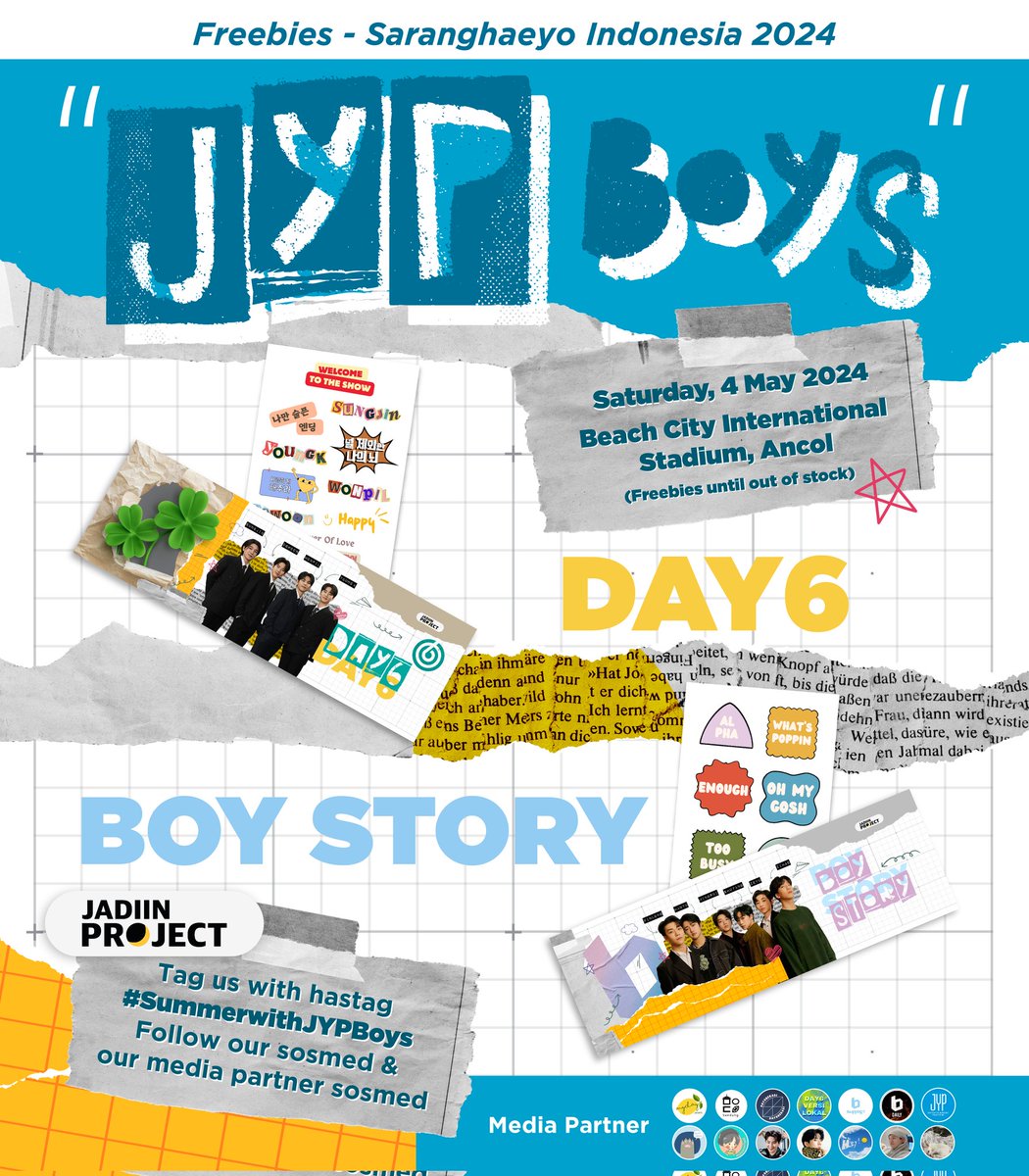 ✨️ Freebies Support ✨️
SHI 2024 JYP Boys 🌊
💙 Day6 x Boystory 💙

📆 May 4, 2024
📍BCIS 

🔹RT and like this tweet
🔹Say hi to our Crew at the venue
🔹Tag us on X or IG if you get this freebies
🔹Limited Quantity 

#SHI2024
#SummerwithJYPBoys
@day6official @BOYSTORY_WORLD