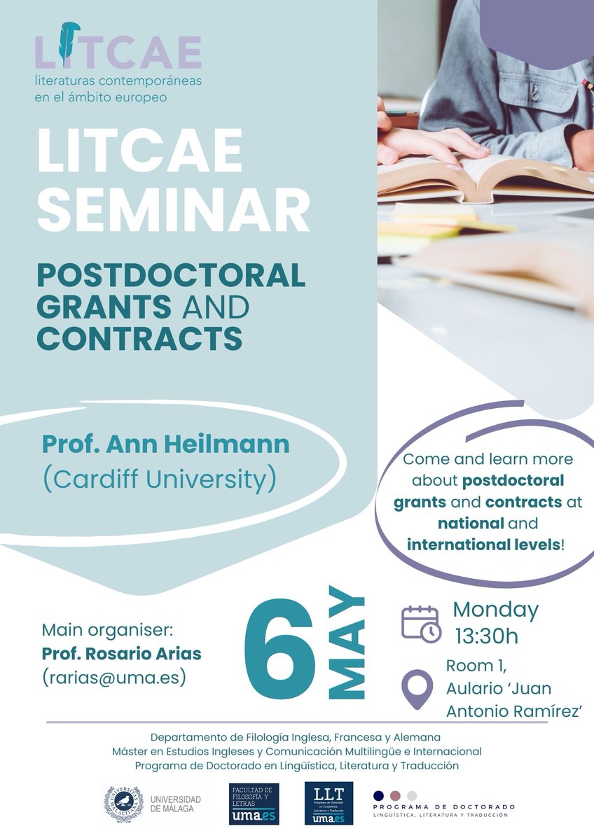 Sesión informativa organizada por @litcae sobre oportunidades de becas y contratos postdoctorales en el ámbito nacional e internacional. 🗓️ Lunes 6 de mayo 🕰️ 13:30 🏦 Aula 1 (Aulario Juan Antonio Ramírez) @linglittrad @EEII_UMA