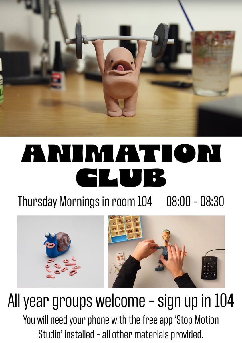 All welcome to come and join our new Animation Club which will be held every Thursday morning 8-8.30am.See poster for details #Wythenshawe #belongbelieveachieve