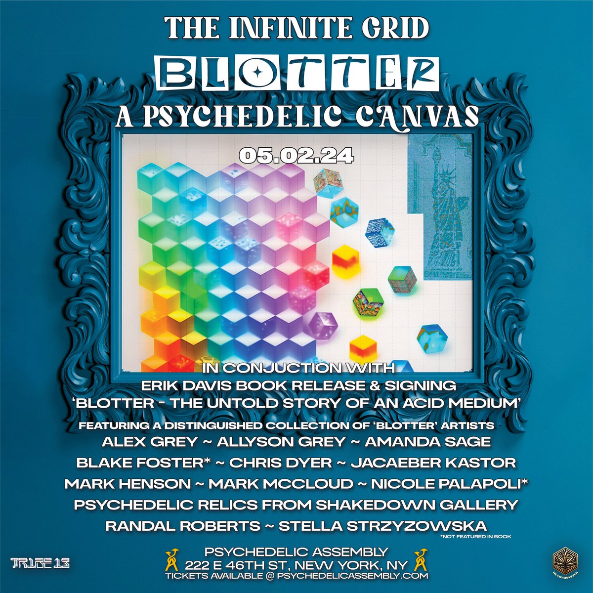 The Psychedelic Assembly is also hosting the Infinite Grid, a great visionary art show in conjunction with the Blotter event. I look forward to meeting all manner of characters...