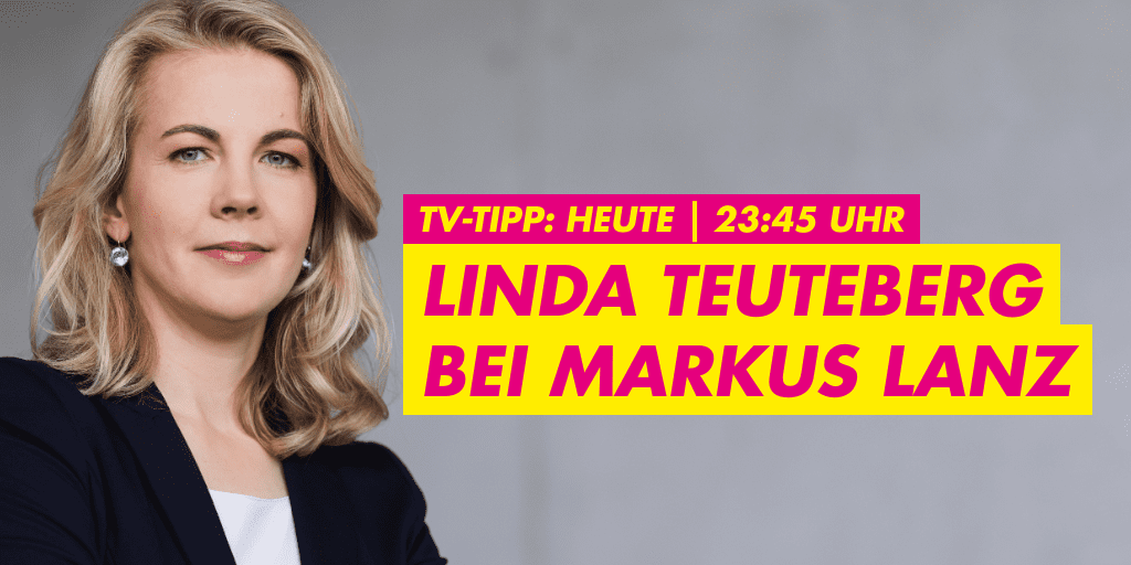 fdp_potsdam's tweet photo. 📢TV-Tipp: Unsere Vorsitzende @LindaTeuteberg diskutiert heute ab 23:45 Uhr mit @vmedick @sternde und @SchickGerhard @finanzwende bei @Markus__Lanz @ZDF 📺#Lanz https://t.co/JCSeE9icSH