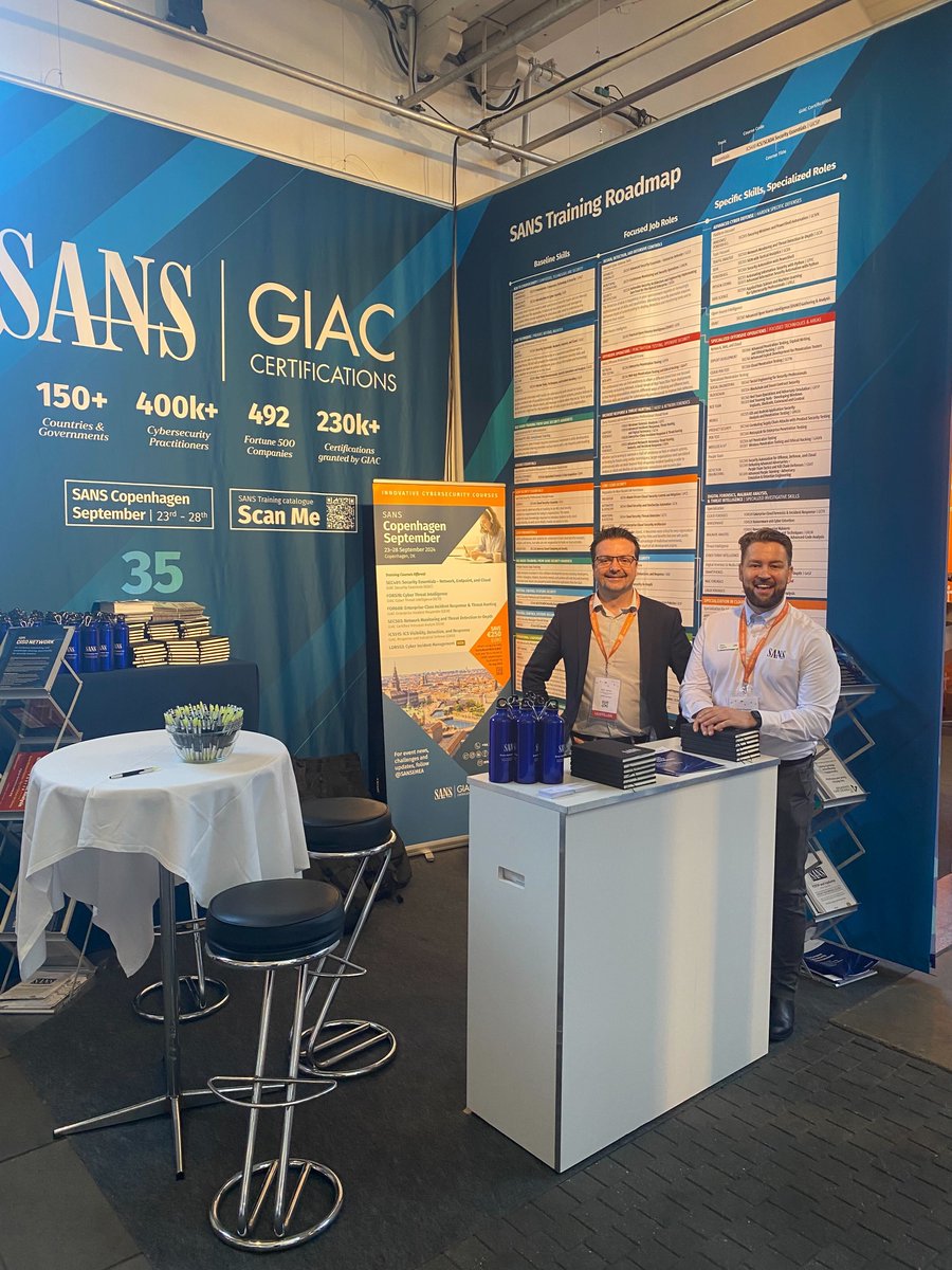 ✨ Big excitement across Denmark! 

🗣️ At #SANSCommunityNight in Copenhagen 🇩🇰, SANS expert @nebulator delivered "There is No Spoon," diving deep into cybersecurity.

📍 Join us at #V2Security 2024, Stand 508, today and tomorrow. Let's chat! 💬

<a href="/SANSInstitute/">SANS Institute</a> 🤝 <a href="/version2dk/">Version2</a>